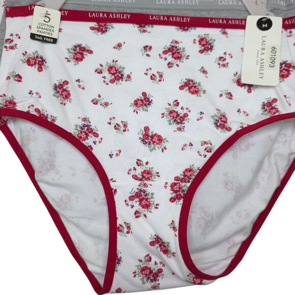 Laura Ashley Womens Medium Cotton Spandex Floral Panties Briefs 5-Pack Tag Free - Picture 8 of 13